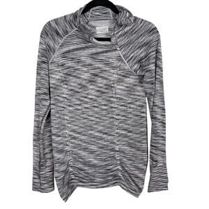 Athleta Medium M Gray Spacedye Fastest Track Asymmetrical 1/4 Zip Running Top